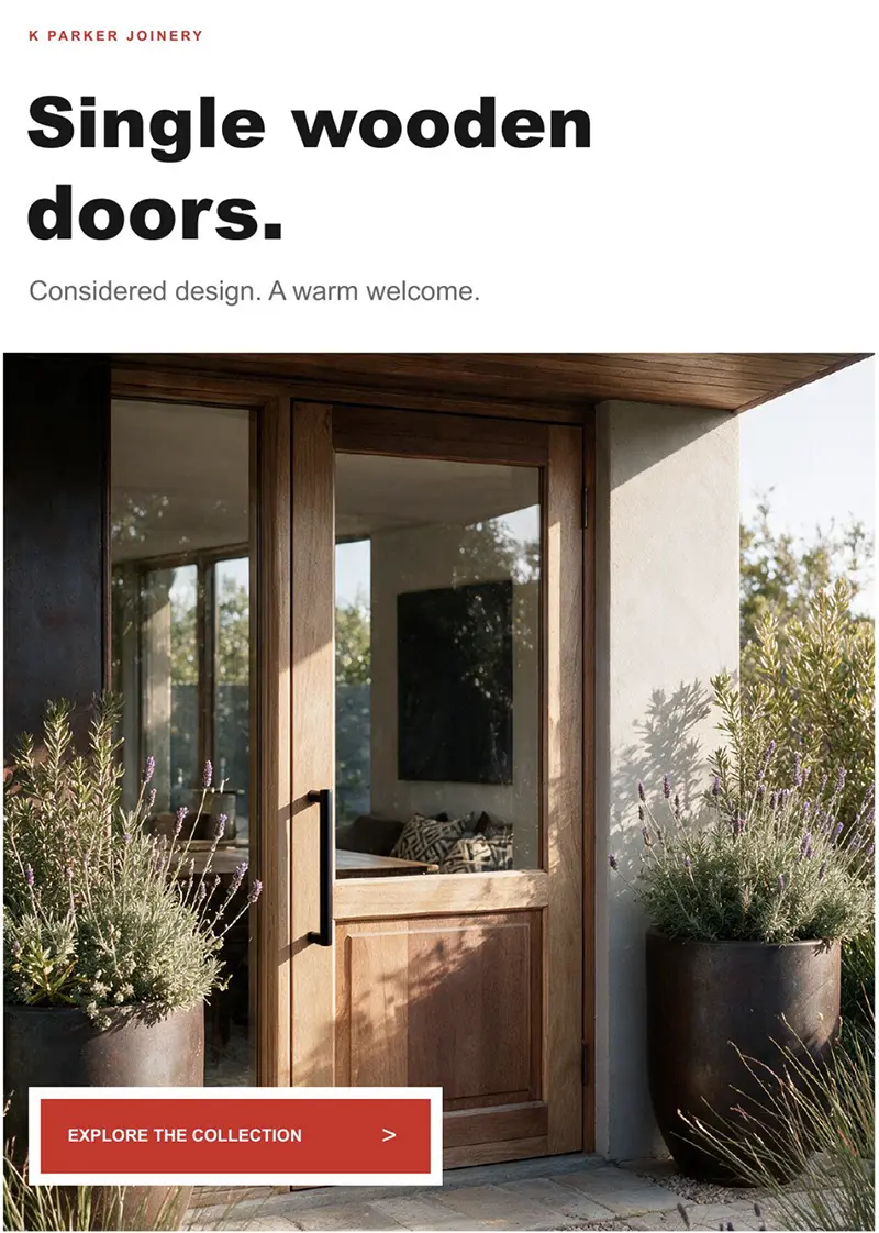 K Parker Joinery single wooden doors brochure cover