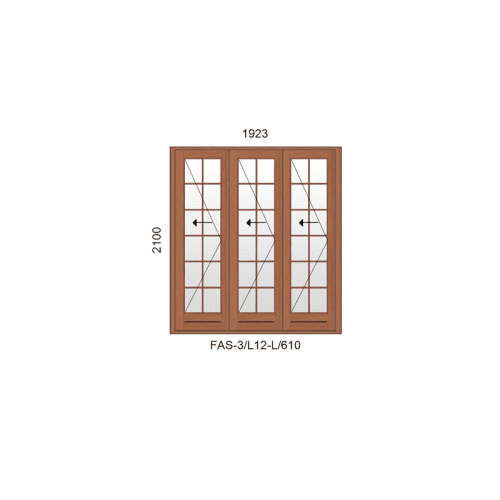 FAS 3 L12 L 610 | Cottage Glass Pane, 3 Leaf Sliding Folding Door <br/>1923 x 2100
