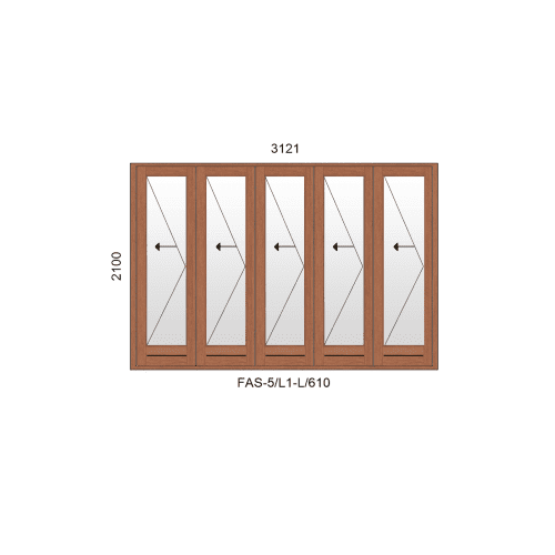 FAS 5 L1 L 610 1 | Full Glass Pane, 5 Leaf Sliding Folding Doors <br/>3121 x 2100